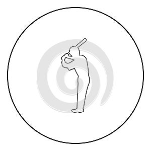 Ballplayer icon black color in circle photo