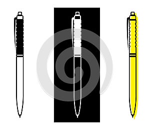 Ballpoint pen icon in various colors. Design element. Isolated vector on white background