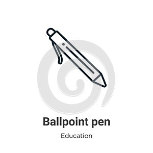 Ballpoint pen outline vector icon. Thin line black ballpoint pen icon, flat vector simple element illustration from editable