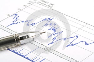 Ballpoint Pen on Stock Chart photo
