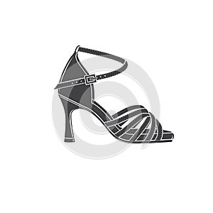 Ballroom dance shoes icon silhouette. Vector illustration. Shoes for dance classes. photo