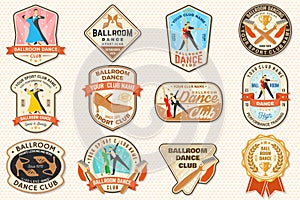 Ballroom dance sport club badge, logo, patch. Concept for shirt or logo, print, stamp or tee. Dance sport sticker with