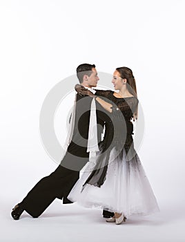 Ballroom Dancers with Black and White Gown