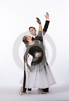 Ballroom Dancers with Black and White Gown - Arm Up