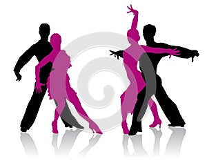 Ballroom dancers silhouettes