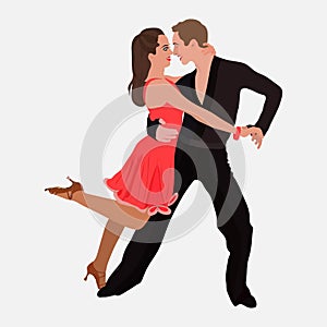 Ballroom sport dancing, couple dancing samba, dance studio dance