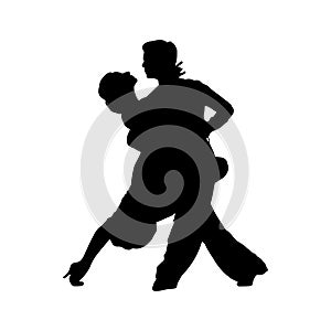 Ballroom and sports dances, silhouette of a pair of dancers