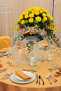 Ballroom table setting for marriage events