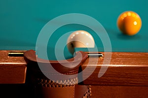 Balls on a billiard table.