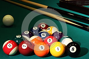 Balls billiards cue sports cloth numbers pocket table tournament race