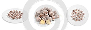 Balls of coconut and chocolate.