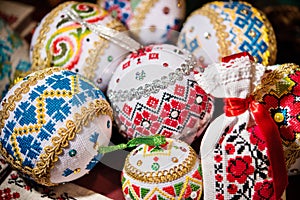 Balls with an embroidered to decorate the Christmas tree