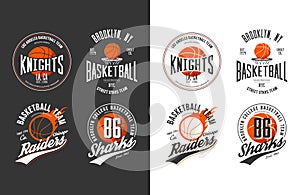 Balls for game of basketball in dark and light