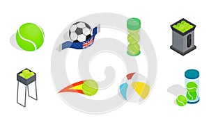 Balls icon set, isometric style photo