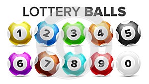 Balls With Numbers For Lottery Game Set Vector