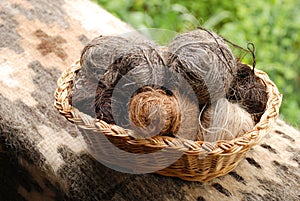 Balls of spinned goat hair