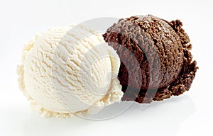 Balls of vanilla and chocolate ice cream