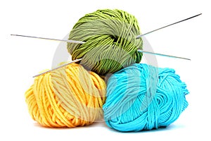 Balls of wool with knitting needles