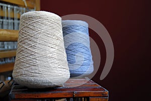 Balls of yarn and loom