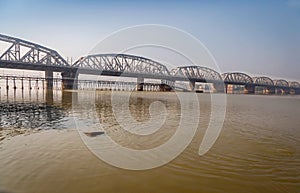 Bally bridge on river Ganges West Bengal, India. photo