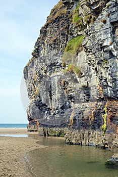 Ballybunion beach cliffs and beach pools