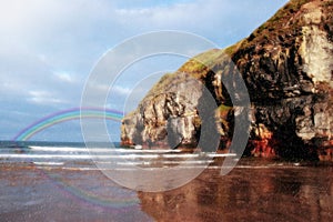 Ballybunion beach summer shower rainbow