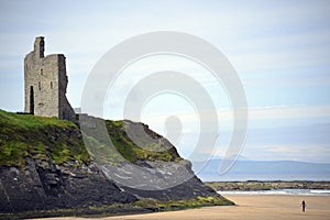 Ballybunion castle on the cliffs of a beautiful beach