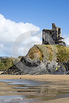Ballybunion castle with scafolding photo
