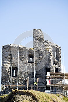 Ballybunion castle with work men scafolding photo