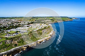 Ballycastle and cliffs, Northern Ireland. Aerial view