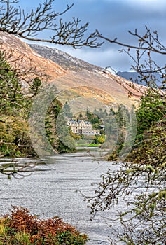 Ballynahinch Castle along the river in County Galway Ireland