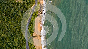 Balneario Camboriu in Santa Catarina. Taquaras Beach and Laranjeiras Beach in Balneario Camboriu. Aerial view in landscape