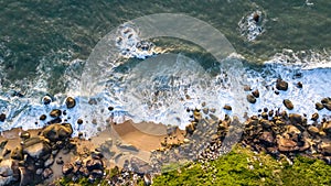 Balneario Camboriu in Santa Catarina. Taquaras Beach and Laranjeiras Beach in Balneario Camboriu. Aerial view in landscape