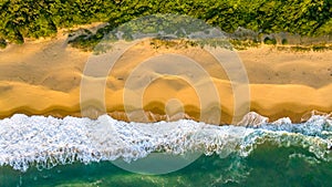 Balneario Camboriu in Santa Catarina. Taquaras Beach and Laranjeiras Beach in Balneario Camboriu. Aerial view in landscape