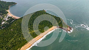 Balneario Camboriu in Santa Catarina. Taquaras Beach and Laranjeiras Beach in Balneario Camboriu. Aerial view in landscape