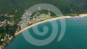 Balneario Camboriu in Santa Catarina. Taquaras Beach and Laranjeiras Beach in Balneario Camboriu. Aerial view in landscape