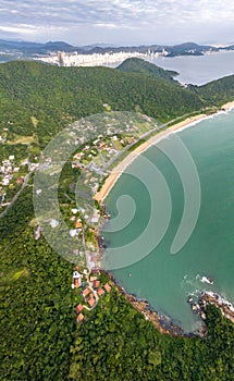 Balneario Camboriu in Santa Catarina. Taquaras Beach and Laranjeiras Beach in Balneario Camboriu. Aerial view in landscape