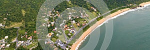 Balneario Camboriu in Santa Catarina. Taquaras Beach and Laranjeiras Beach in Balneario Camboriu. Aerial view in landscape