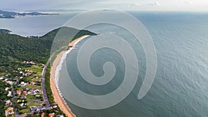 Balneario Camboriu in Santa Catarina. Taquaras Beach and Laranjeiras Beach in Balneario Camboriu. Aerial view in landscape