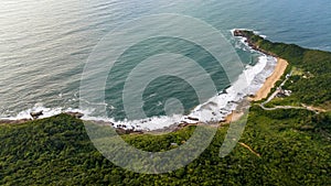 Balneario Camboriu in Santa Catarina. Taquaras Beach and Laranjeiras Beach in Balneario Camboriu. Aerial view in landscape