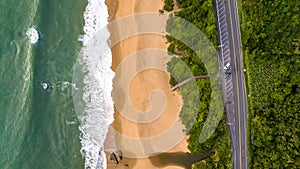 Balneario Camboriu in Santa Catarina. Taquaras Beach and Laranjeiras Beach in Balneario Camboriu. Aerial view in landscape