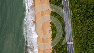 Balneario Camboriu in Santa Catarina. Taquaras Beach and Laranjeiras Beach in Balneario Camboriu. Aerial view in landscape