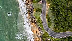 Balneario Camboriu in Santa Catarina. Taquaras Beach and Laranjeiras Beach in Balneario Camboriu. Aerial view in landscape