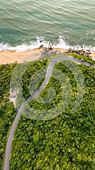 Balneario Camboriu in Santa Catarina. Taquaras Beach and Laranjeiras Beach in Balneario Camboriu. Aerial view in landscape