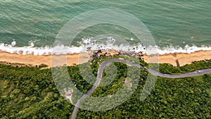 Balneario Camboriu in Santa Catarina. Taquaras Beach and Laranjeiras Beach in Balneario Camboriu. Aerial view in landscape