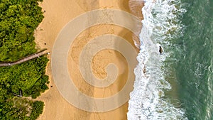 Balneario Camboriu in Santa Catarina. Taquaras Beach and Laranjeiras Beach in Balneario Camboriu. Aerial view in landscape