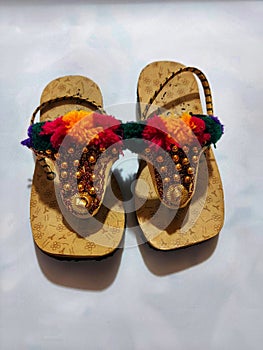 Balochi traditional handmade multishade sandals,kids embroidered fancy slipper