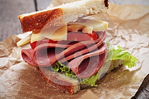 Baloney and cheese sandwich photo