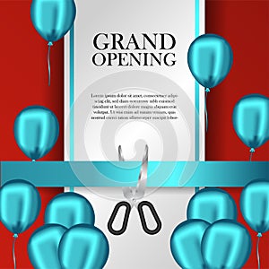 Grand opening cutting blue ribbon luxury party celebration