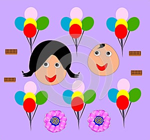 Baloons, choclate and candy a kids party photo